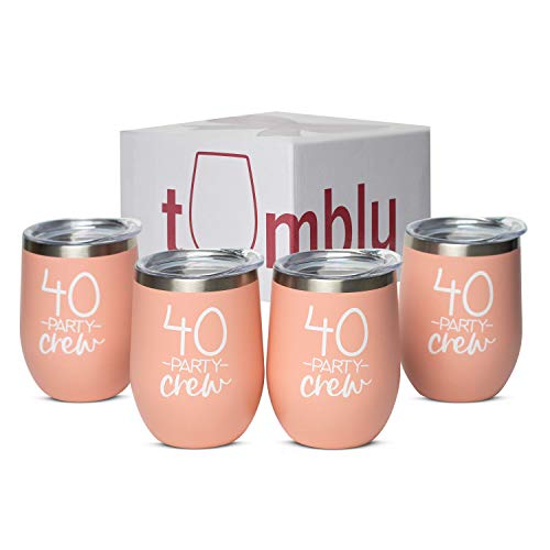 40 Party Crew Tumbler 4-Pack - 40th Birthday Gifts for Women - 40 Birt – Tumbly Gifts